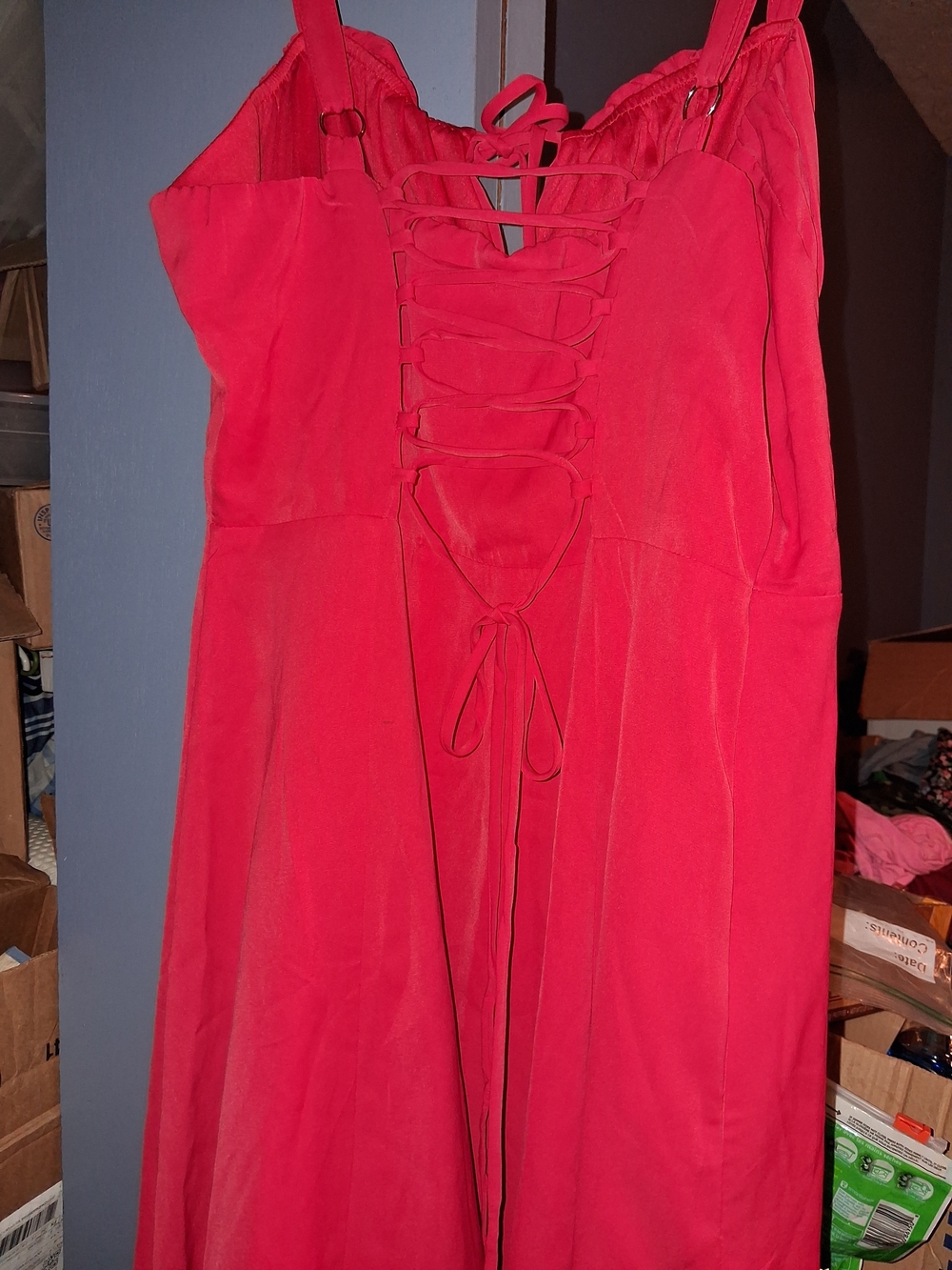 Red Lace-Up Prom Dress for Women Xl Small Manufacturer Defect (See Picture)